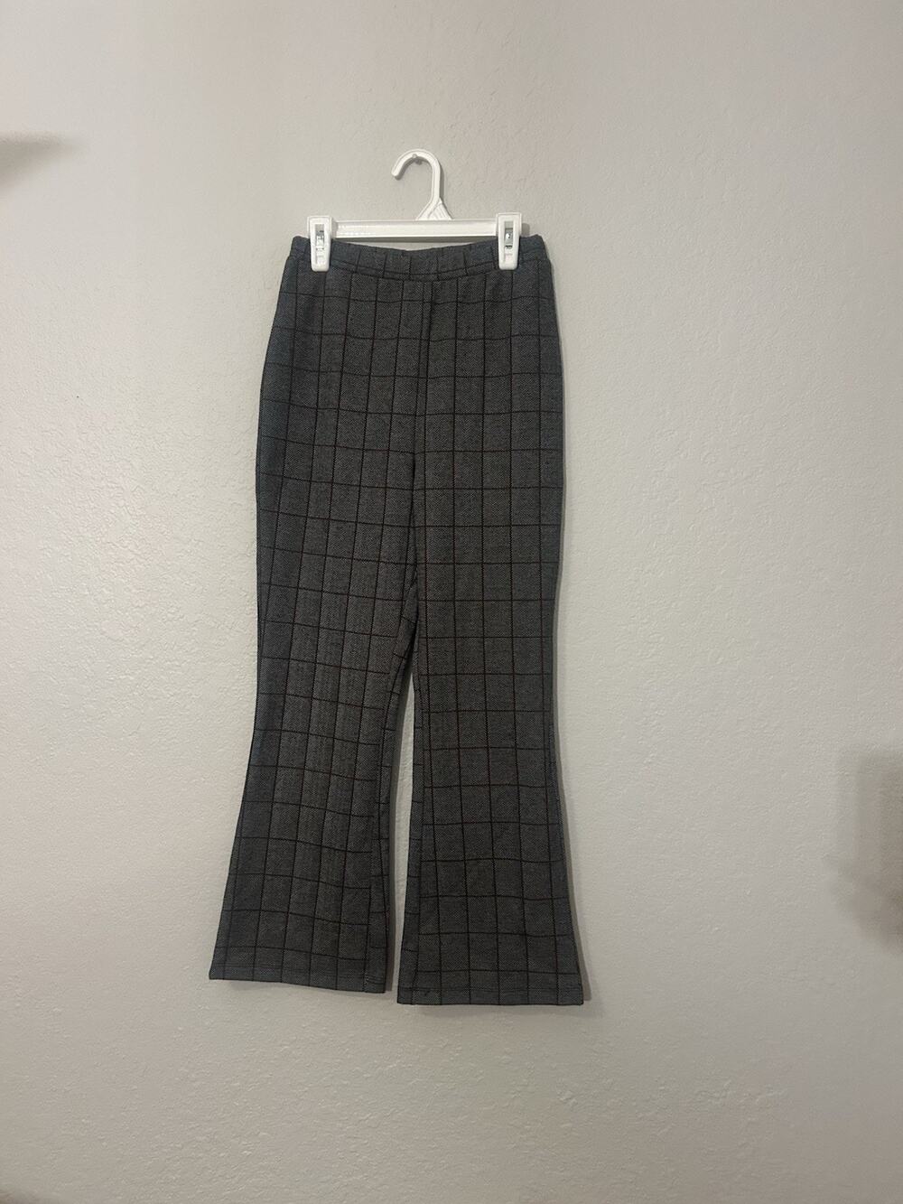 Wild Fable Women's XS Gray Plaid Tweed Flare Dress Pants Zip Pockets